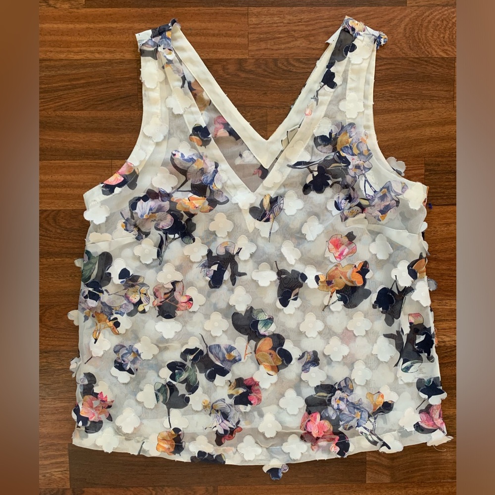 A New Day Sheer Layered Floral 3D Tank Top Women’s S Boho Whimsy Indie Y2K Fairy